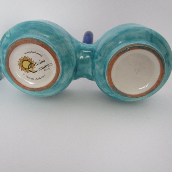 hand painted Italian ceramic salt & pepper set w/matching...